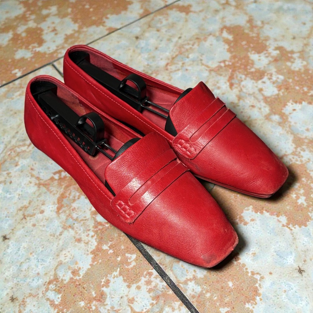 Louise et Cie Lo-Alamea Red Leather Loafers Flats Womens Size 8.5M‎